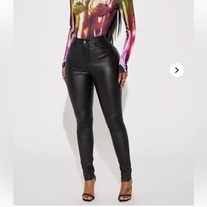 Fashion Nova Black leather Jeans 11